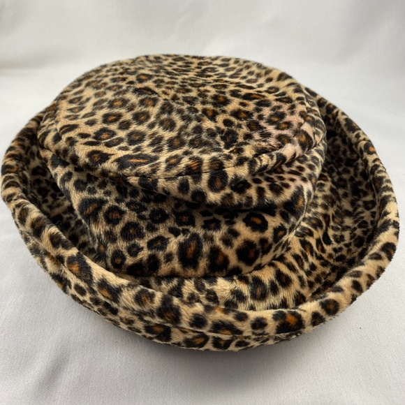 LEOPARD PRINT Hat with Brim 21 1/2" Nice fabric Wear Brim Up Or Down - Picture 14 of 15